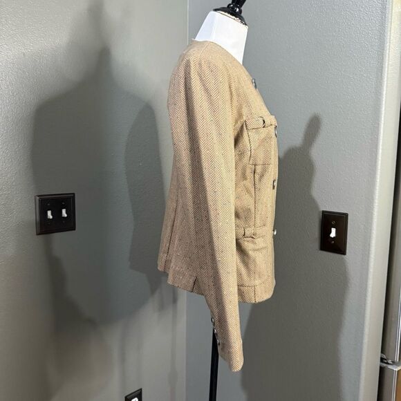 Cabi Penny Brown Herringbone Collarless Blazer Jacket #3170 - Picture 8 of 12